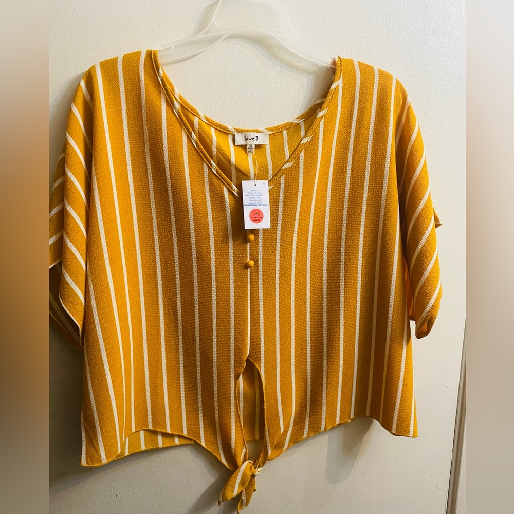 Xl mustard color striped blouse